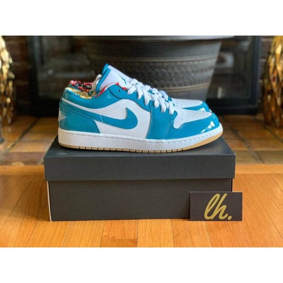 Size 10 Air Jordan 1 Low "Barcelona Cyber Teal" - Picture 3 of 5